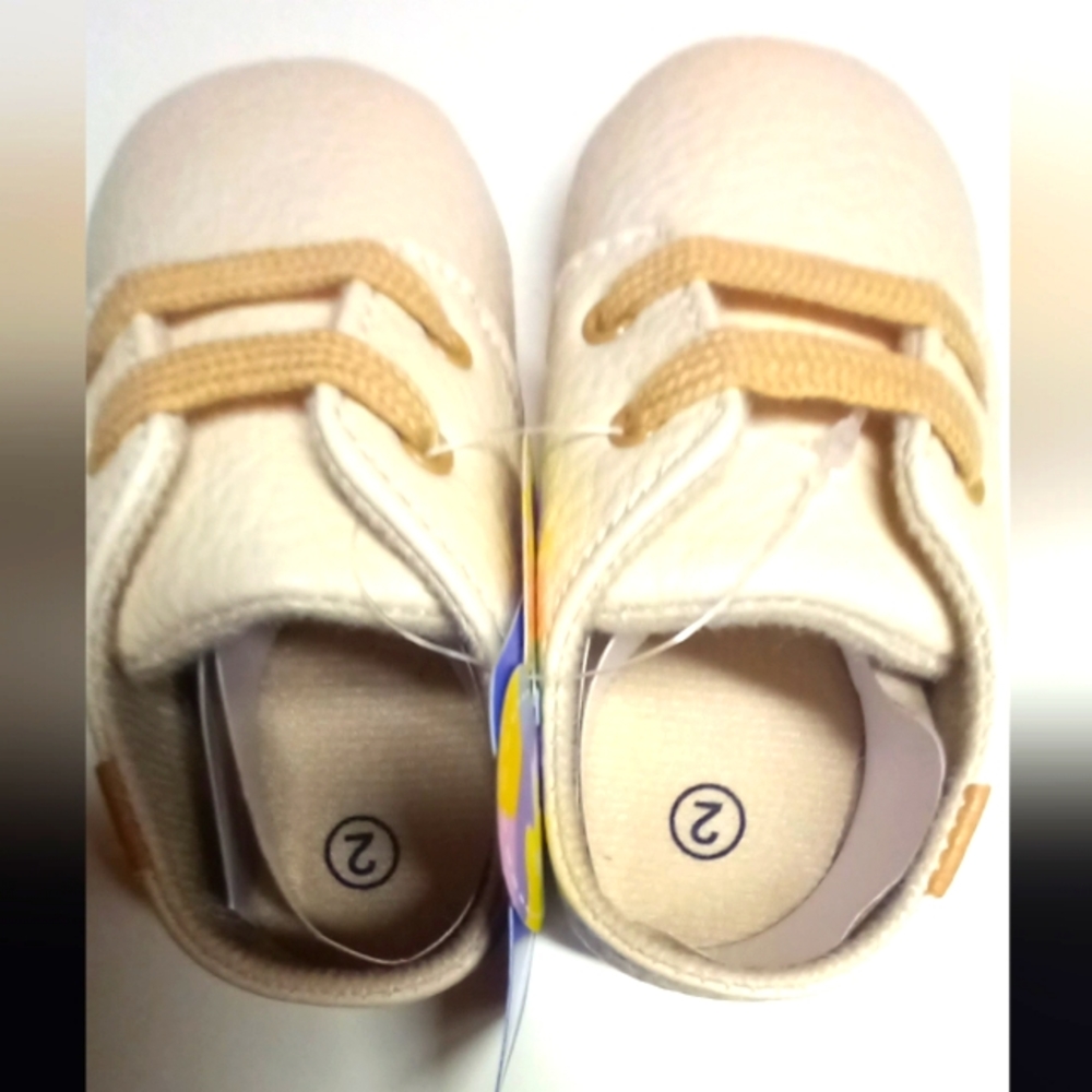 Baby & Walker Cream Toddler Shoes with Tan Accents